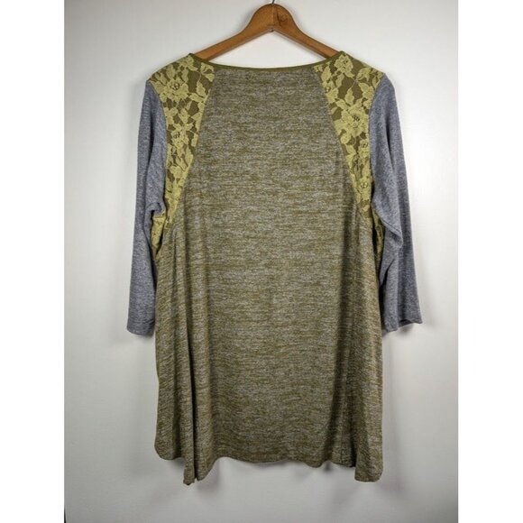 LOGO by Lori Goldstein Tunic Top Size 2X Fairy Boho Artsy 3/4 Sleeve Lagenlook - Picture 2 of 7